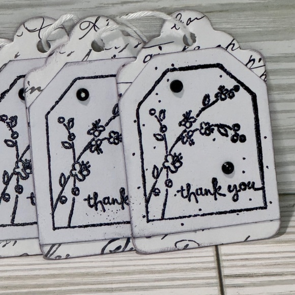 Handmade "Thank You", Unique Gift Tags, Set of 4, Chic, Classy, Vintage - Picture 5 of 5